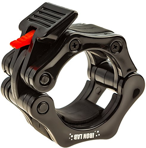 Iron Lab Olympic Barbell Clamps Pair of 2 Inch Pro Collar Set of 2 Black Bar Clips Perfect for Pro Crossfit Strong Lifts and Olympic Training Professional Quality