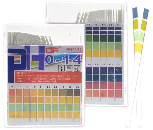 100 Stück Ph Teststreifen,Vierfarbiges Ph-Säure-Base-Testpapier(Ph Wert Teststreifen 0-14),Test Basen Säure Wasser,Urin,Aquarium Haushalt Messstreifen,Streifen Strips