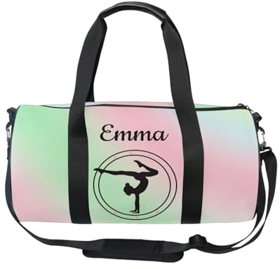 Sac de gymnastique personnalisé pour filles - Bleu cyan dégradé - Sac de gym pour enfants - Sac de danse - Sac de rangement pour équipement de gymnastique - Cadeaux de gymnastique personnalisés