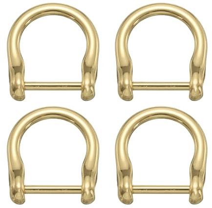 sourcing map 4 anillos en D de herradura con grillete atornillado, 15 mm, soporte para llaves en forma de U, accesorios de correa de bolso para manualidades, llavero de cuero, dorado, dorado, 15mm(5/8