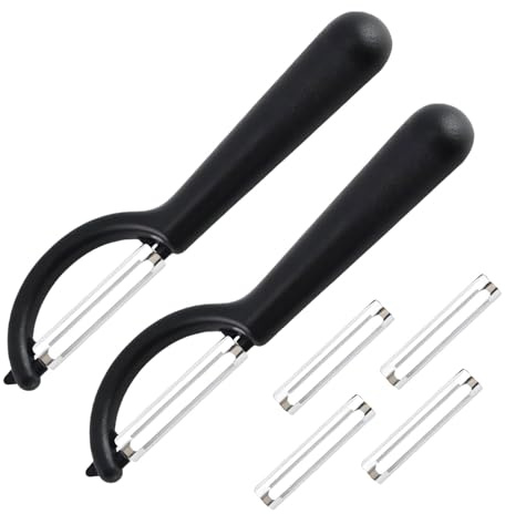 2 Stück P-Schäler Tupper Set mit 4 Ersatzklingen, Universal Sparschäler für Kartoffelschäler (2, Schwarz)