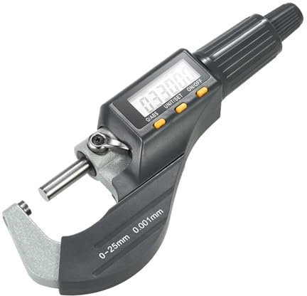 Calibrador micrométrico digital de 0 a 25 mm Micrómetros electrónicos for exteriores Unidad de mm/pulgadas conmutable Micrómetro de profundidad de alta precisión de 0,001 mm,Medición de precisión