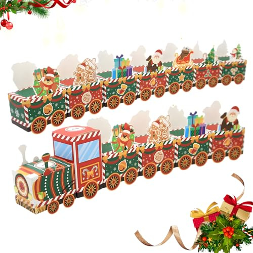 24 Stück Adventskalender Zug, Befüllbarer Adventskalender Bastelset, Weihnachtskalender Zum Basteln Mit 24 Schachteln Und Zahlen Aufklebern, Familienaktivität Für Die Weihnachtszeit