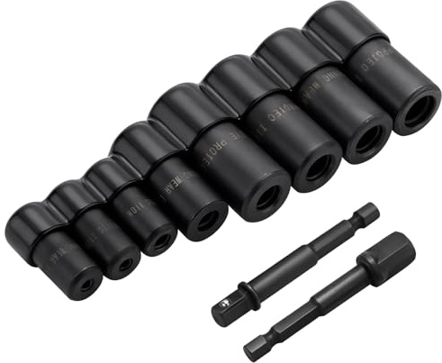 FyMosem 10PCS Tap Socket Adapter Set, 1/4 3/8 Drive Thread Tap Holder | Screw Tap Holder Set with Socket Adapter Extension Bar for Metric SAE Taps Reamers & Extractors, Fits Drill & Ratchet Tools