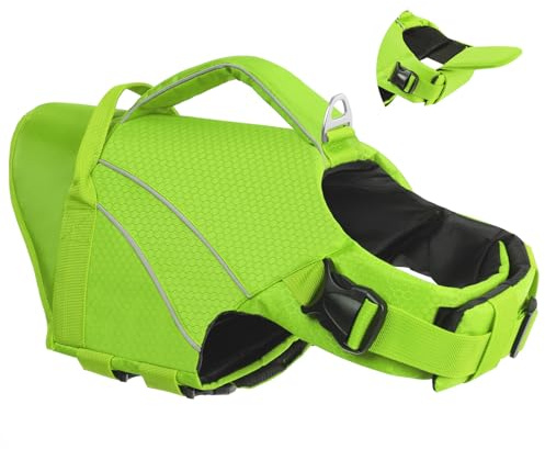 KONVINIT Hundeschwimmweste Rettungsweste für Hunde mit Kinnstütze – Dog Life Jackets mit Abnehmbare Kopfstütze, Großer Auftrieb, Verstärkte Konstruktion mit Griff, für Wasseraktivitäten