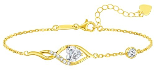 LOUISA SECRET Infinity Moissanite Bracciali Donna Placato rodio e oro 18K | Simbolo Cuore Infinito con Brillantini,Gioielli da Lei,Regalo per Natale,San Valentino,Compleanno,Ricorrenze