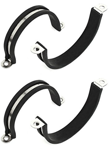 uxcell Schlauchschelle 55mm Durchmesser Gummi gefüttert U-förmig 304 Edelstahl Schlauchschelle Klemme Klemmzange Silver Black