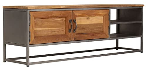 vidaXL Legno di Teak Recuperato e Acciaio Mobile Porta TV 120x30x40cm Base