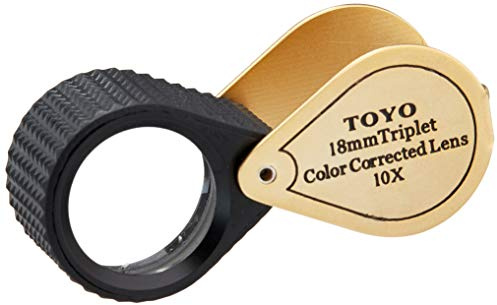 Toyo 10 x 18-G Professionelle Juwelierlupe 10-fache Vergrößerung mit 18 mm Tripletlinse, goldfarben
