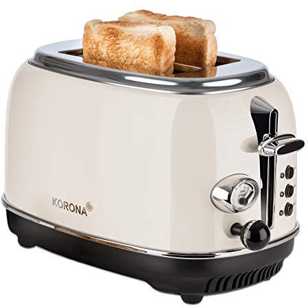 Korona 21666 Tostapane | 2 fette | Crema | Indicatore livello di tostatura | Scongelare | Riscaldare | 810 watt | Attacco per sandwich | Centratura fette di pane