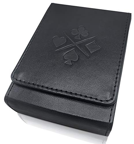 Luck Lab Single Deck Leather Playing Card Case/Holder - Black- Fits Poker and Bridge Size Cards
