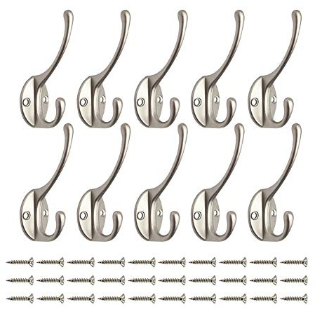 Bosdontek 10 Pcs Modern Coat Hooks Wall Hooks Clothes Hat Hooks Robe Hooks Wall Mounted Hook for Aisle Entryway Garage