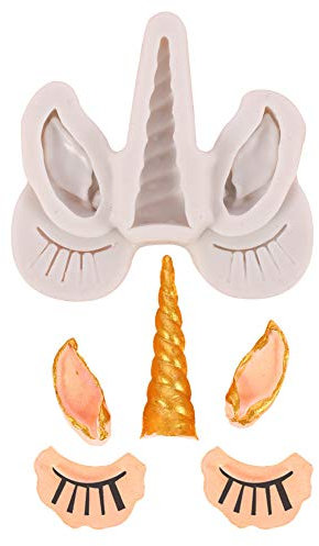 DUBENS unicorn silicone cake topper shapes fondant cake decoration shapes unicorn horn ears and eyelashes