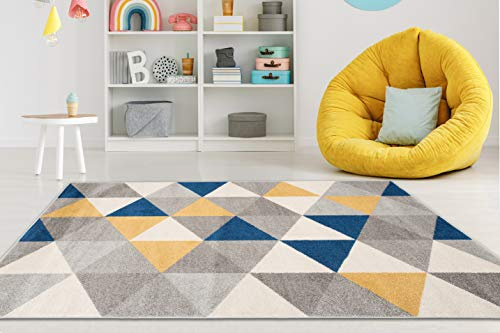 Carpeto Teppich Wohnzimmer 80x150cm Anthrazit Grau Geometrisch Weich | Teppich für Schlafzimmer Büro Esszimmer Pflegeleicht Fußbodenheizungsgeeignet Reinigungsmittelbeständig Kurzflor Synthetisch