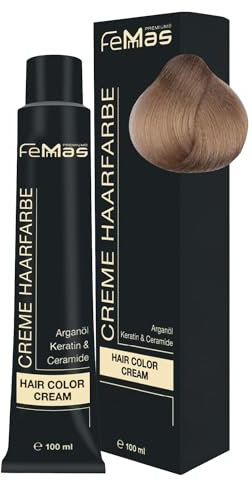 FemMas Haarfarbe Hell Lichtblond Intensiv 10.0 I Creme Haarfarbe mit Arganöl, Keratin & Ceramiden I dauerthafte Haarfärbung oder Tönung für strahlende Farbergebnisse I 100 ml