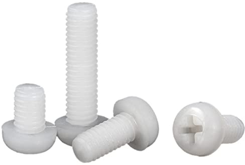 CONPHERON Tornillos de Cabeza Redonda Phillips de Nailon, Tornillos de Máquina de Plástico, Blanco Nailon,M8x25 mm,40 pcs