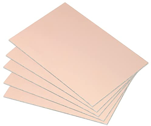 PATIKIL FR4 dubbelsidig kopparklädd, 5-pack 100 x 70 x 1,2 mm PCB laminat kretskort