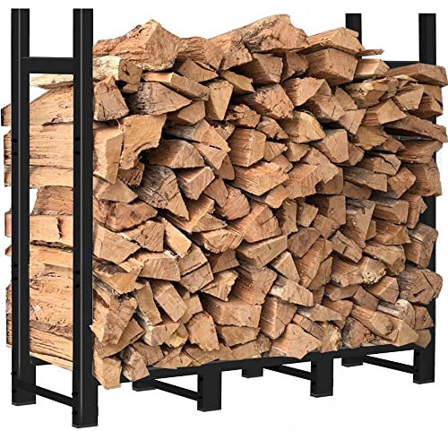 Khordin 1,2 m Kaminholzregal für den Außenbereich, verstellbar, strapazierfähig, Holzregal, Kaminholzhalter für den Innenbereich, Kamin, Metall, Holzständer, Stapel, Schwarz