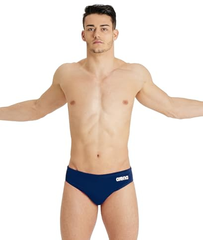 ARENA Men’s Water Polo Swim Brief Training and Game Bathing Swimsuit Water Sports Pool Accessories for Players, Navy/White, US Size 32