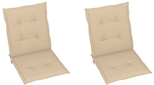 Tidyard Gartenstuhl Auflage 2 STK. Beige 100 x 50 x 3 cm Hochlehner Stuhlauflage Sitzkissen Kissen