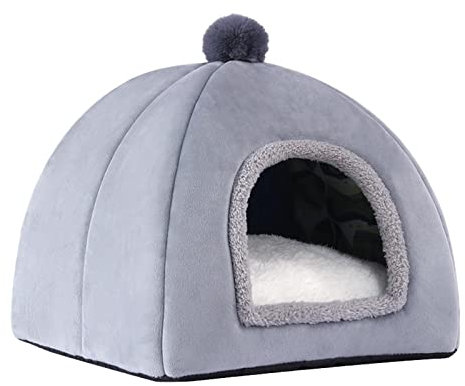 Katzenbett Für Indoor-Katzen Katzenhöhle, 2 In 1 Hundehütte Haustierhaus Katzenhaus Kuschelhöhle Windabweisend, Katzenzelt Mit Abnehmbarem Katzenkissen Für Katzen Kleine Hunde Kleine Tiere (S)