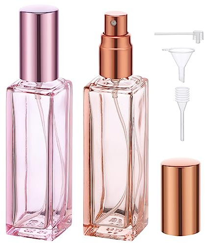 Segbeauty Parfüm Zerstäuber Nachfüllbar, Parfum Zerstäuber für Unterwegs, 2 Stück 20ml Parfüm Abfüller, Refillable Perfume Bottle für Männer Und Frauen (Rosa, Orange)