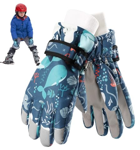 Whrcy Ski-Schneehandschuhe für Jungen, warme Handschuhe, wasserdicht und winddicht – Winterhandschuhe für Mädchen, Snowboardhandschuhe für Skifahren, Snowboard und Snowboard