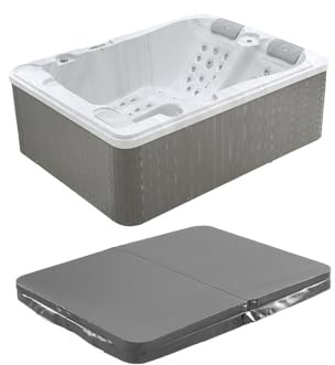 Vente-unique - SPA de 3 plazas Blanco Perla con Lona ‚Äì 65 boquillas ‚Äì 210 x 158 x 73 cm ‚Äì Sistema Balboa ‚Äì Fiji Vi