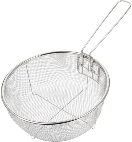 LABRIMP Fry Basket Strainer Stainless Steel Cooking Basket for French Fries Chicken Onion Rings Oil Draining Multi-Purpose Kitchen Tool