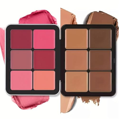12 Colori Palette Correttore, Palette Blush, Impermeabile, Lunga Durata, Copertura Totale, per Pelle Impeccabile, Palette Cream Blush per Tutti i Tipi di Pelle (Serie Chiaro)