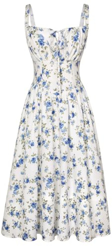 SCARLET DARKNESS Women's Floral Print Square Neck Midi Sundress for Women Teens Soft (Pack of 1)