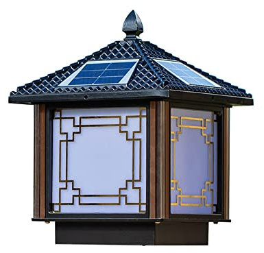 Poste de luz Solar de Aluminio Negro Parrilla de Ventana Columna de Columna de Cubierta Exterior Luz de Poste de lámpara con energía Solar para Accesorios de iluminación de Poste de Patio a