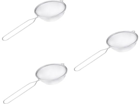 OUNONA 3stücke Stainless Steel Mesh Mehlsieb Mit Breiter Leichtes Küchensieb Für Backwaren Puderzucker Und Mehl Für Cookies Brot Und