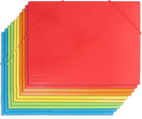 ASelected 10 Stück Sammelmappe A4 Eckspannermappe A4 Mappe mit Gummiband 5 Farbe Mappe mit Gummizug für Schule Zuhause Büro