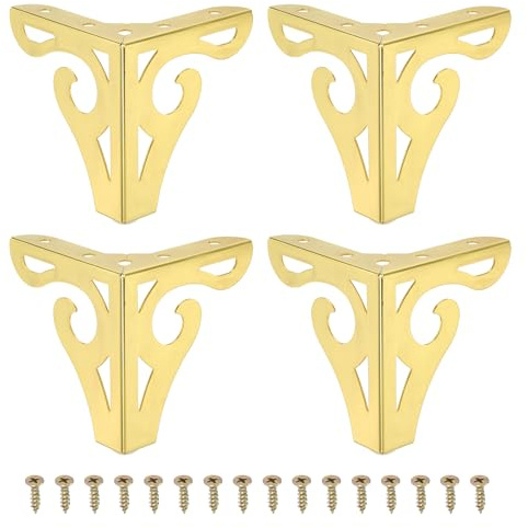 PATIKIL 3,7 Zoll Hohle Möbelfüße, Set mit 4 modernen Metall-Triangel-Couchfüßen als Ersatz für Schrank, Kommode, Tisch, Stuhl, Ottomane, Bücherregal, Kleiderschrank, Gold | Dreieckige Sofa-Ersatzbeine aus Metall für Schrank, Schminktisch, Stuhl, Ottomane, Bücherregal, Kleiderschrank