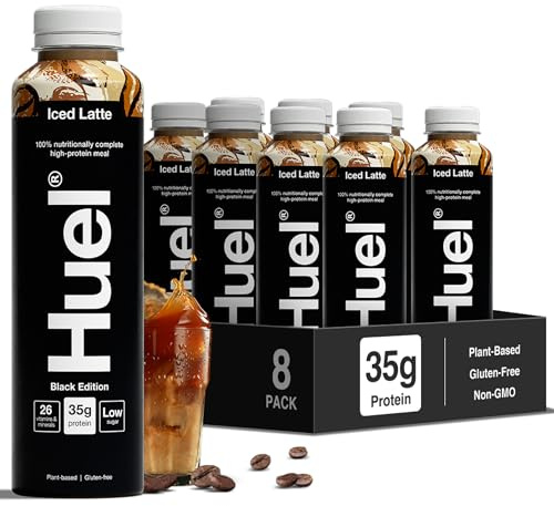 Huel Black Edition RTD | 8x500ml 35g Protein | Iced Latte | 35g High Protein, 27 Vitamins & Minerals, Gluten Free, High Fibre, Low Sugar