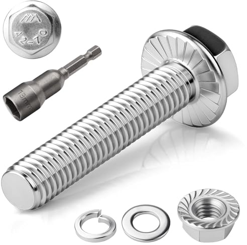 TXXATX 12 Stück M8x40 Sechskantschrauben m8 Schrauben Set Edelstahl A2 70 | Vollgewinde Außensechskan Flanschmuttern Federringe Unterlegscheiben Magnete Sechskant Stecknuss für Bauwesen Maschinen