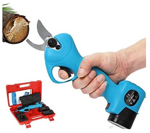 500W sécateur électrique 25mm jardin taille-haie sans fil 1 batterie Li-ion + 1 chargeur coupe-branche outil électrique de jardin,Outillage Mecanique(2 Batteries)