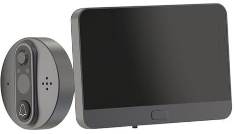 Yardenfun Campanello Visivo Smart Occhio Di Gatto Elettronico Per Porta Con Funzione Di Foto Di Allarme Di Sicurezza Domestica Grigio