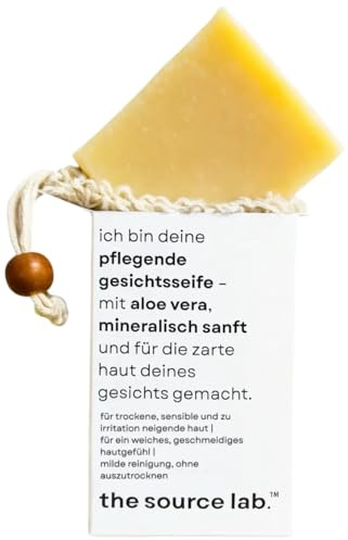 the source lab. Gesichtsseife für empfindliche und trockene Haut, sanft reinigend, inkl. Peelingbeutel, 100 g