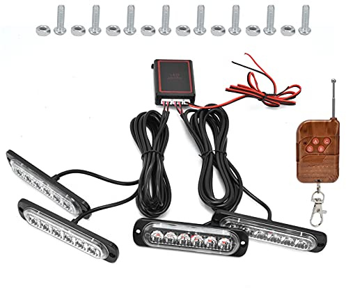 Fafeicy 4x6 LED Notfallwarnlampe Auto 12V mit Rot-Blau Blitzlicht, Wireless Sync Fernbedienung, Wasserdicht Hochsichtbar Einfache Installation