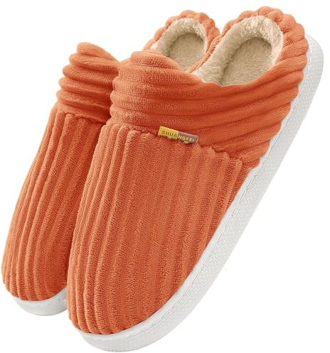 TOMEEK Pantoufles Femme en Peluche Hiver Chaussons Femme Chauds Doux et Légers pour la Maison Chausson Plats pour Invités Chaussons Doudou(Orange,38-39)