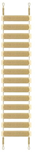 Multifunktionale Katzenleiter & Brücke – Sisalseil Klettergerüst Wandmöbel für Indoor/Outdoor Katzen, Käfigzubehör, Papageien, kleine Haustiere (Wood Tone - 101.6 cm)