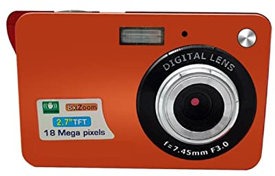 Fotocamere digitali compatte da 18 MP Registratore fotografico fotografico vintage Schermo da 2,7 Mini fotocamera Selfile Videocamera retrò HD 720P Regalo per principianti(Oranje)