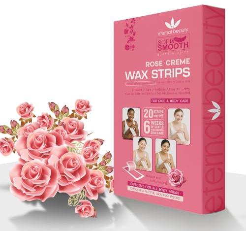 Rose Wax Strips for Women – 20 Face & Body Hair Removal Strips | Gentle, Natural & Long-Lasting Smooth Skin by Eternal Beauty