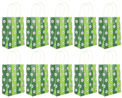 LIFKOME 12 Stück Fußball Partytüten aus Reißfestem Papier Kleine Geschenk und Süßigkeitentüten mit Henkel für Kindergeburtstag und Festlichkeiten