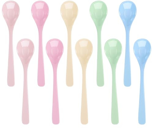 10 cucchiai di plastica, in plastica, riutilizzabili, per cucina, caffè, gelato, yogurt (16 cm)