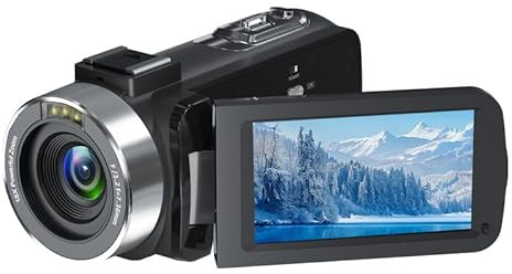 Tosuny Cámara Digital 4K para Vlogging, Pantalla Abatible de 3 270° y Videocámara con Zoom 18X con WiFi, Zapata para Micrófono/luz, Batería de 1500 MAh para Viajes