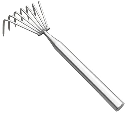 Xvilmaun Râteau Robusté Grand Usage, Manche Long en Acier Inoxydable pour Outil de Jardinage, Petit Râteau Métallique pour Jardinage, Pour Désherbage, Bêchage, Ameublissement du Sol, Jardin Extérieur,