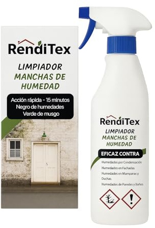 RENDITEX SPRAY LIMPIADOR MANCHAS DE HUMEDAD 500ML. Limpiador de manchas de humedad en bañeras, juntas de azulejos, paredes, techos, piedra de exteriores, ladrillos, bordes de piscina, etc